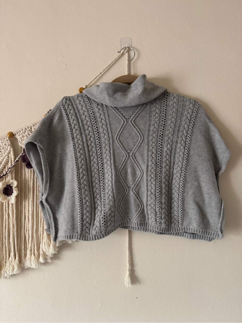 GAP Light Gray Cable Knit Cowl Sweater - Kids